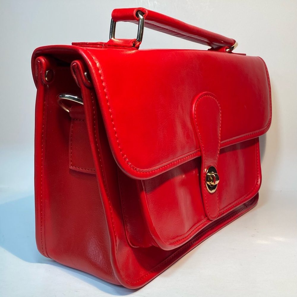 SOLE SOCIETY RED BRIT MESSENGER SHOULDER BAG